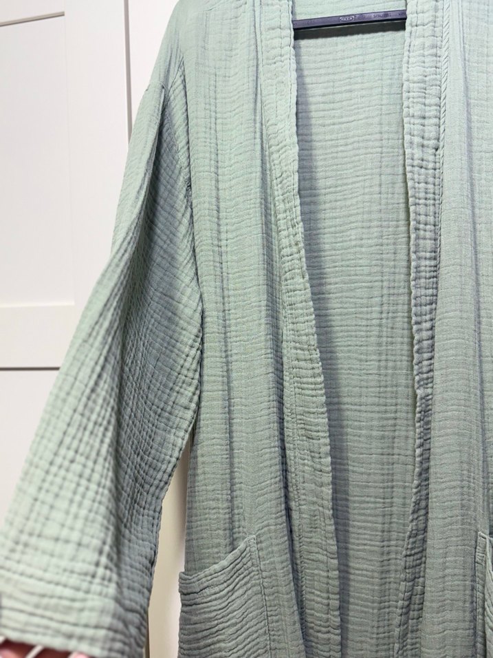 Uzun, Gevşek Kesim Yeşil Kadın Sabahlık - Görsel 3