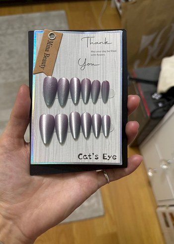 QMina Beauty Mor Gri Cat's Eye Tırnak Süsleri - Görsel 2