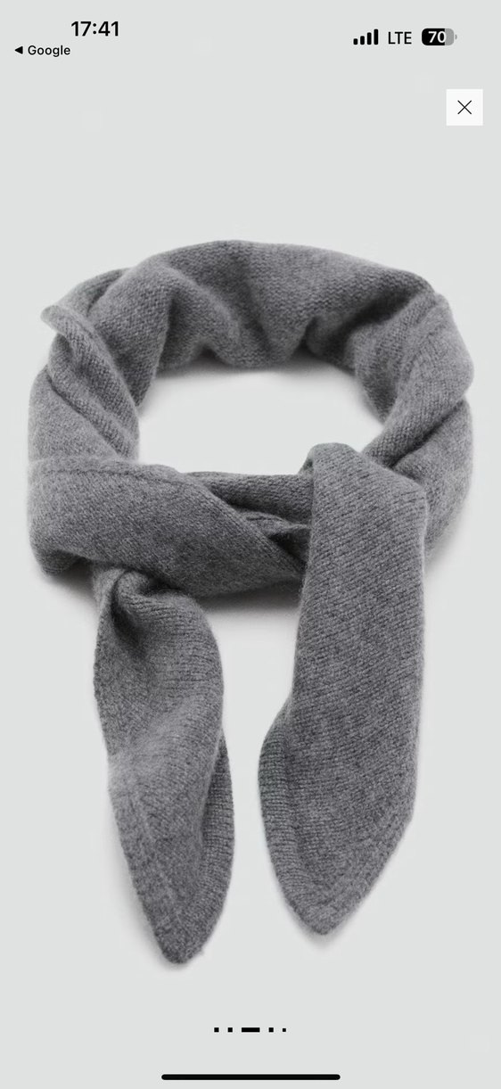 Gri Kadın Örgü Yün Atkı - Görsel 2