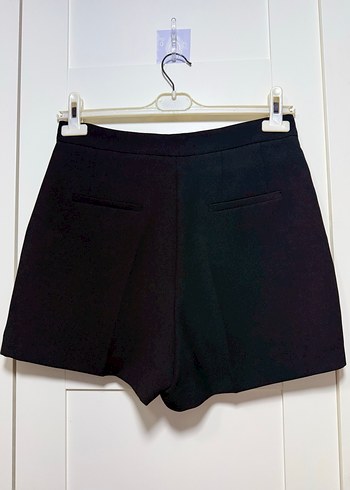 Siyah Mini krep Şort - Görsel 3