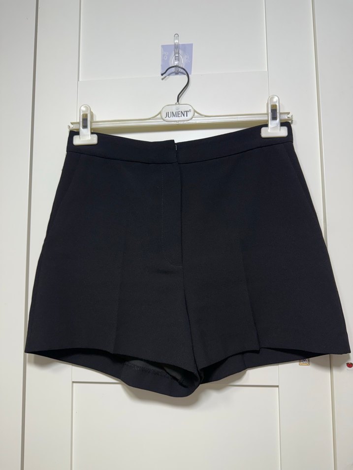 Siyah Mini krep Şort - Görsel 2