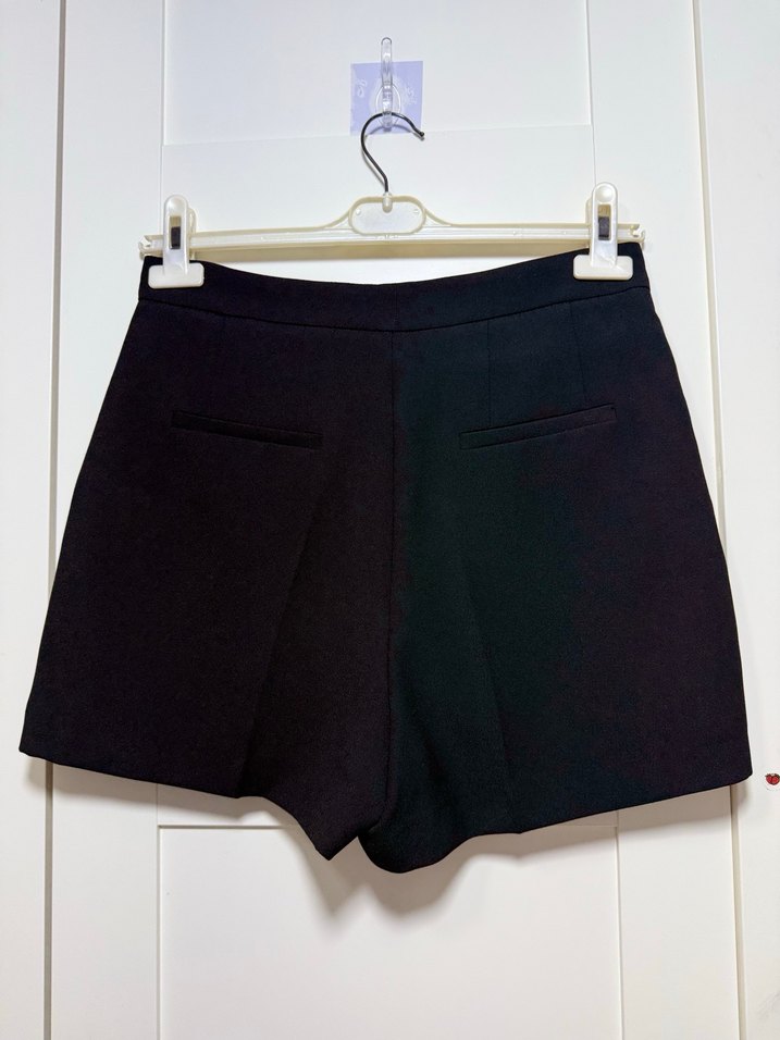 Siyah Mini krep Şort - Görsel 3