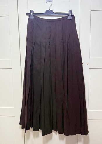 Kahverengi Pilili Uzun Kadın Etek - Görsel 2