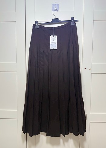 Kahverengi Pilili Uzun Kadın Etek - Görsel 3