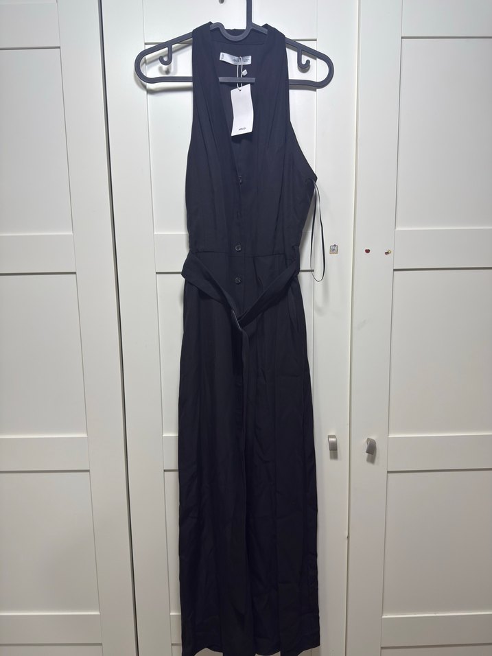 Siyah Kemerli Kolsuz Uzun Elbise - Görsel 3