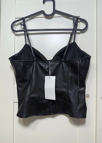 Siyah Deri Straplez Mini Bustiyer - Görsel 4