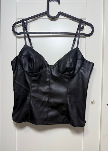 Siyah Deri Straplez Mini Bustiyer - Görsel 3