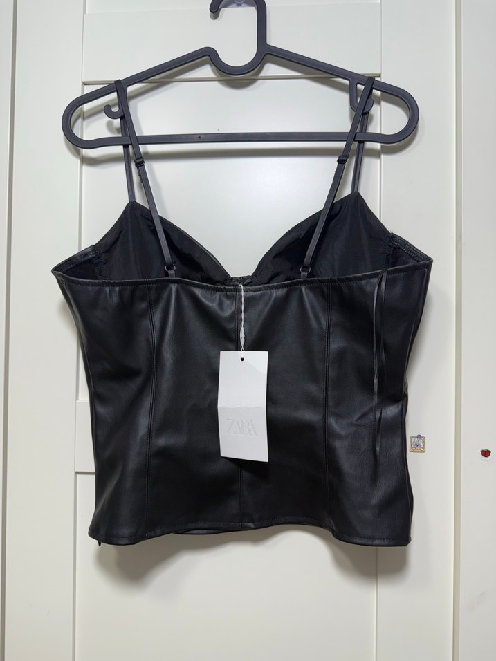 Siyah Deri Straplez Mini Bustiyer - Görsel 4