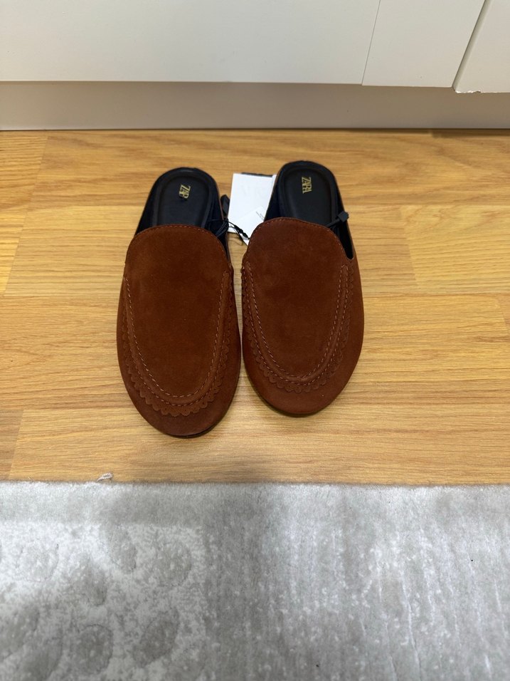 Kahverengi Süet Stiletto Topuklu Kadın Terlik - Görsel 2