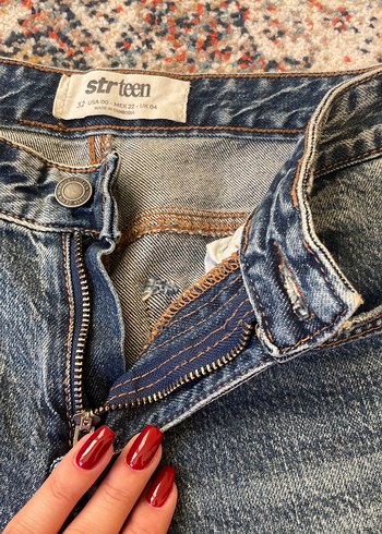 32 Beden mavi Renk Gevşek Kesim Mavi Denim Kadın Jean