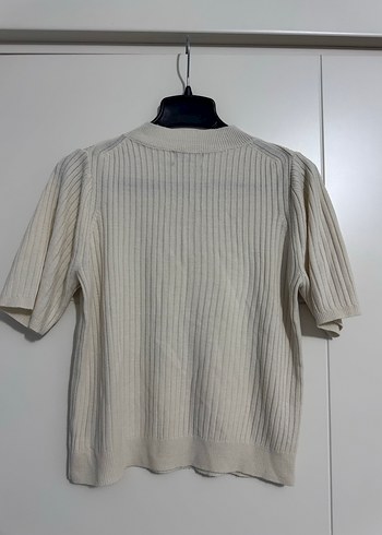 Krem Kısa Kollu Triko Kadın Kazak - Görsel 2