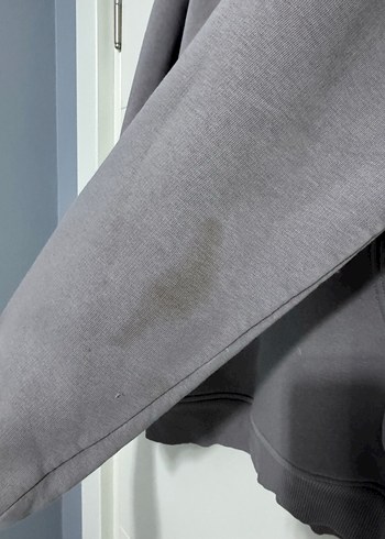 Gri Kapüşonlu  Sweatshirt - Görsel 4