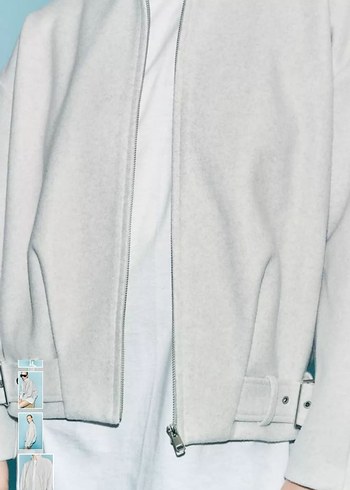 Gri Kadın Ceket Yüksek Yakalı Zara'nın - Görsel 3