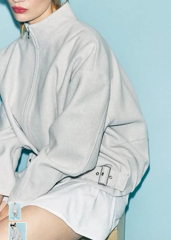 Gri Kadın Ceket Yüksek Yakalı Zara'nın - Görsel 2