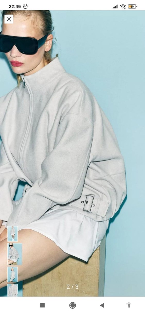 Gri Kadın Ceket Yüksek Yakalı Zara'nın - Görsel 2