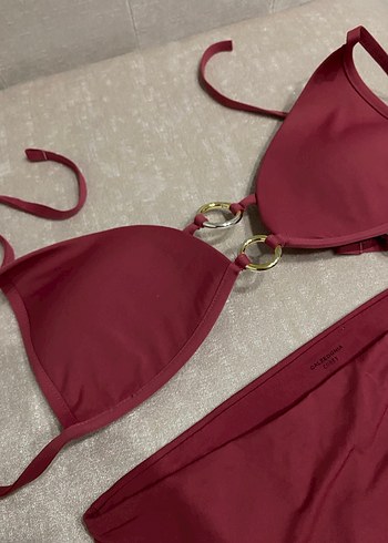 Bordo İnce Askılı Mini Bikini Takımı - Görsel 3