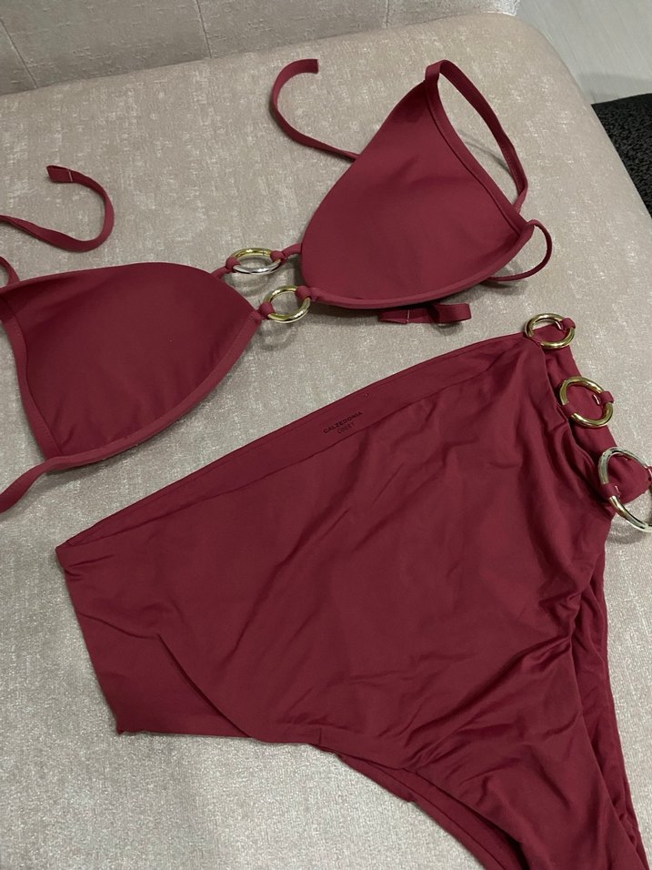 Bordo İnce Askılı Mini Bikini Takımı - Görsel 5