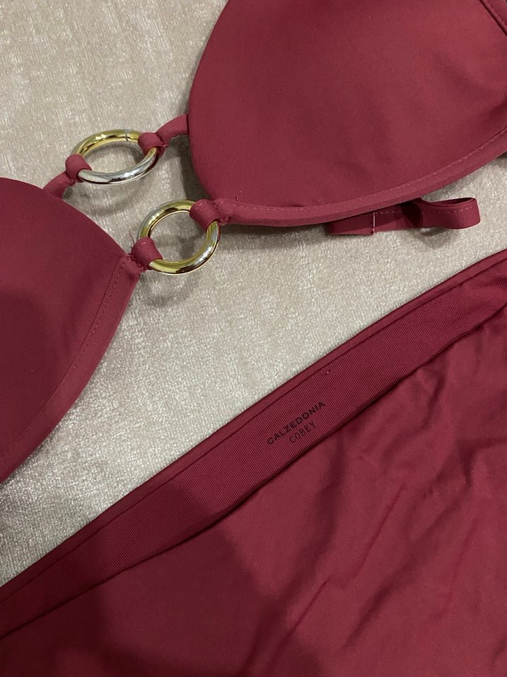 Bordo İnce Askılı Mini Bikini Takımı - Görsel 4