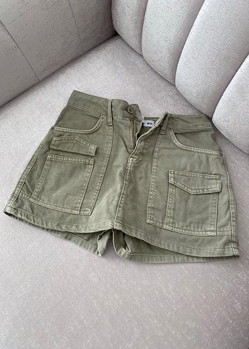 Koton Düğmeli Yüksek Bel Kısa kot etek şort