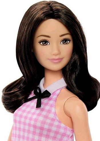 Barbie fashionistas no 224 Pembe pötikare Kareli Elbiseli Bebek