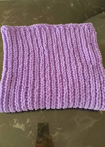 Pastel Mor Örgü Bebek Battaniyesi ve Şapka - Görsel 7