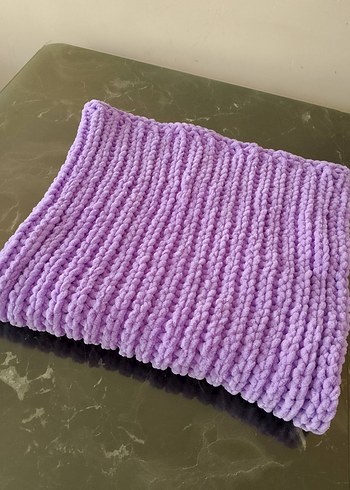 Pastel Mor Örgü Bebek Battaniyesi ve Şapka - Görsel 6