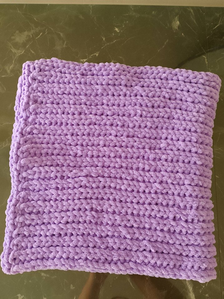 Pastel Mor Örgü Bebek Battaniyesi ve Şapka - Görsel 4