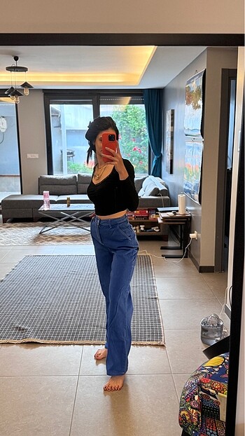 Lacıvert renk capri pantalon