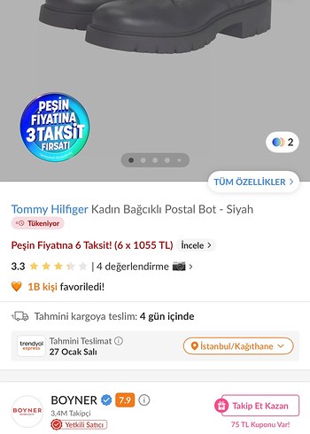 Tommy Hilfiger bot kullanılmamış sıfır - Görsel 8
