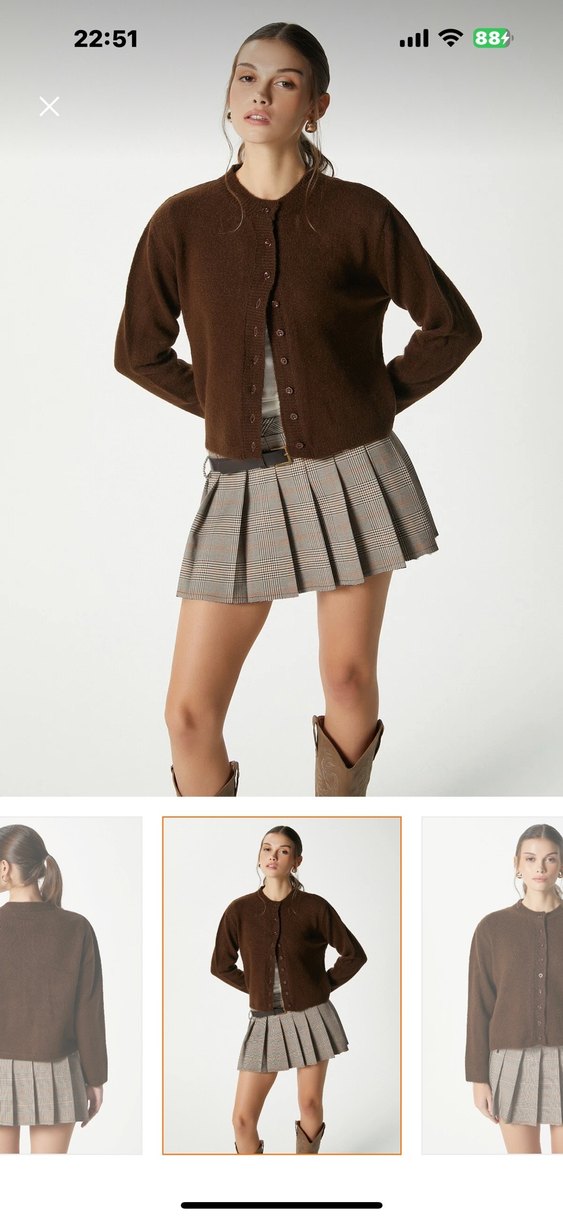 Tokalı Bej Kadın Mini Etek - Görsel 3