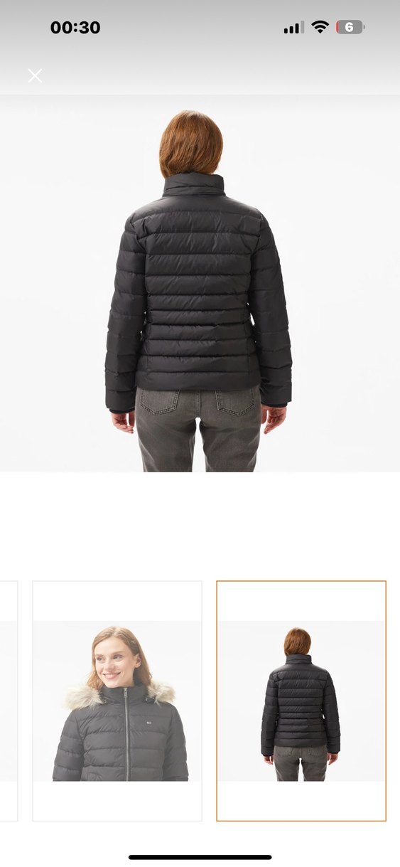 Tommy Hilfiger Kadın Gri Kapüşonlu Mont - Görsel 4