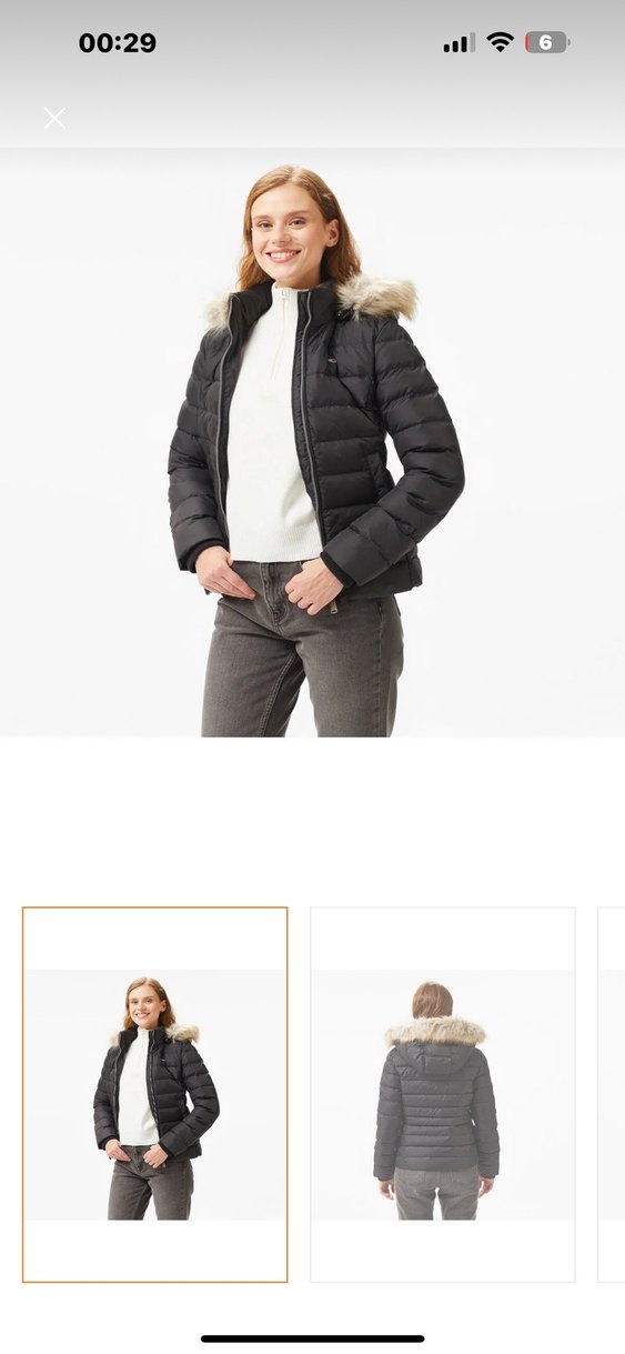 Tommy Hilfiger Kadın Gri Kapüşonlu Mont - Görsel 3