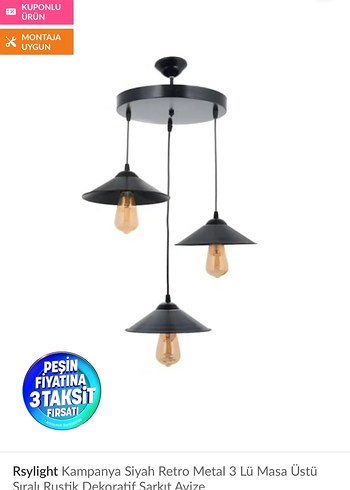 Siyah Çiftli Sarkıt Avize - Görsel 6