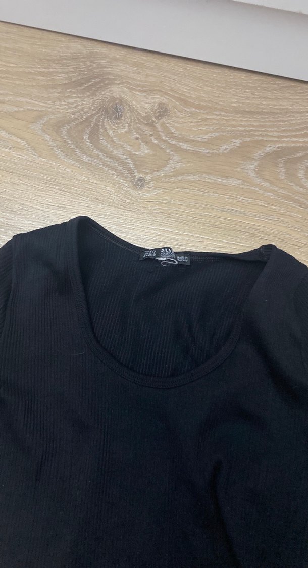 Siyah uzun kollu crop - Görsel 2