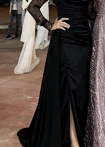 s Beden Uzun Siyah Straplez Gotik Abiye Elbise