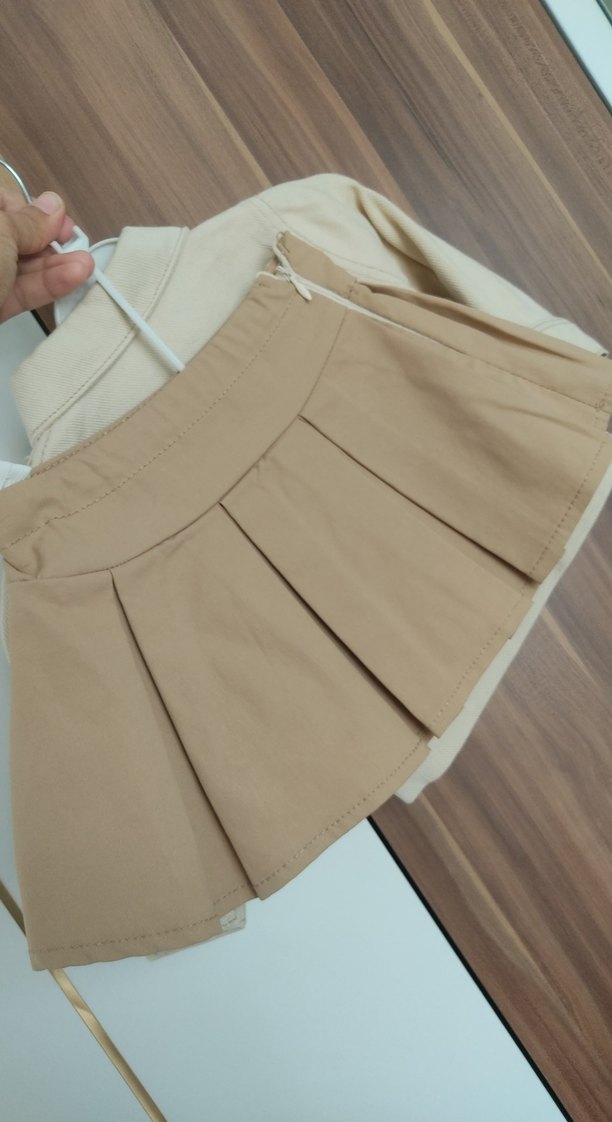 Bej Düğmeli Kız Çocuk Ceket ve etek - Görsel 2