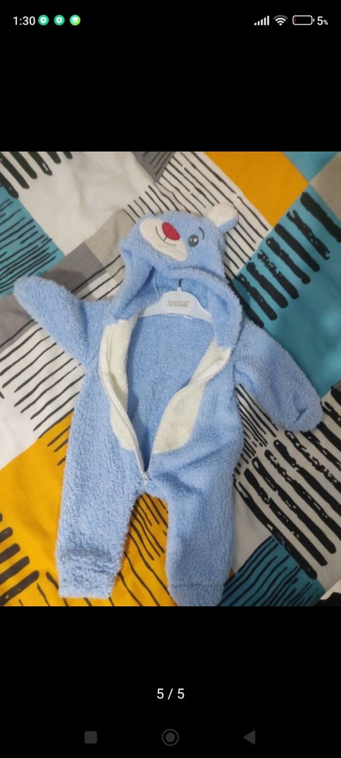 Mavi Peluş Bebek Tulum - Görsel 2