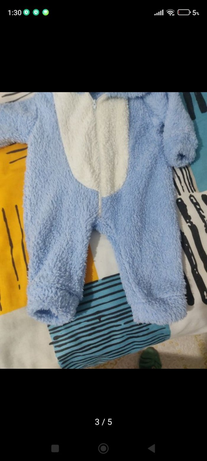 Mavi Peluş Bebek Tulum - Görsel 3