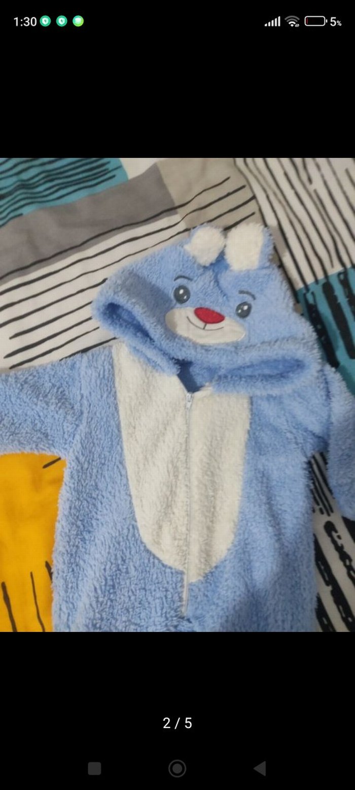 Mavi Peluş Bebek Tulum - Görsel 4