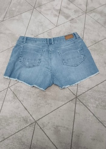 Pastel Mavi Rahat Kesim Mini Denim Şort - Görsel 2