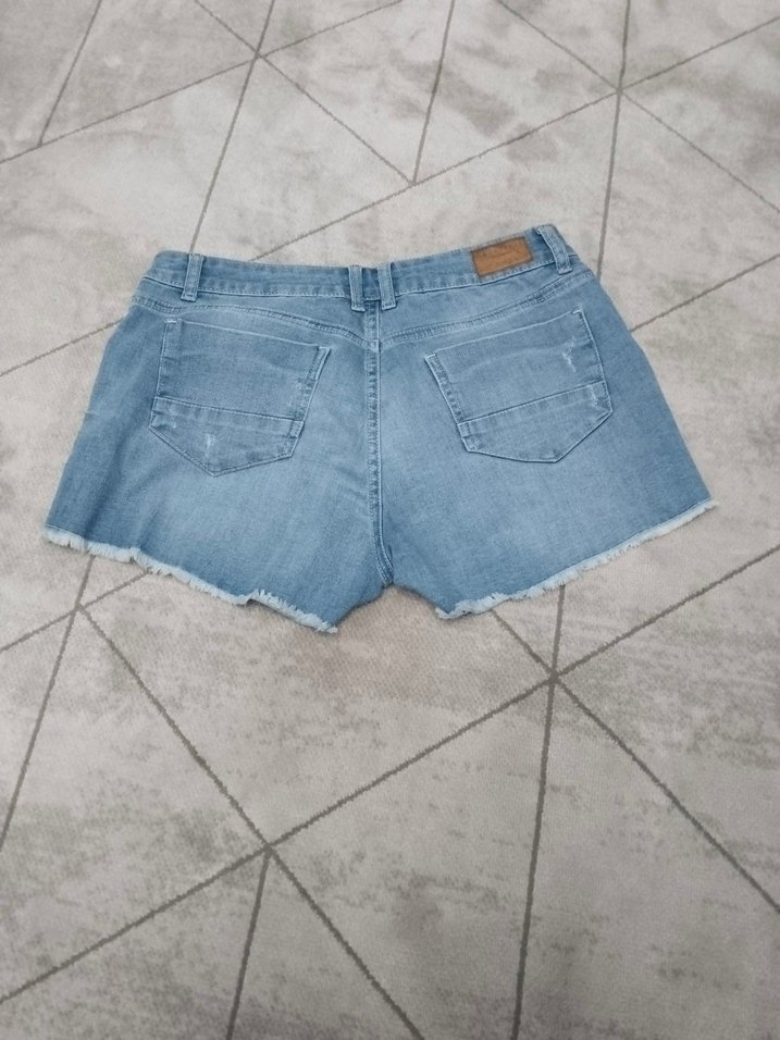 Pastel Mavi Rahat Kesim Mini Denim Şort - Görsel 2