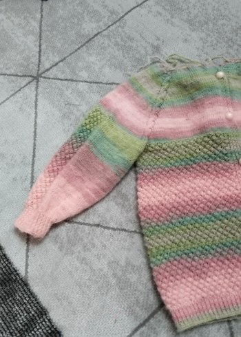 9-12 Ay Beden Renkli, Örgü Kız Hırkası, Uzun Kollu