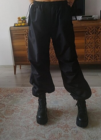 L beden paraşüt kumaş pantolon siyah 