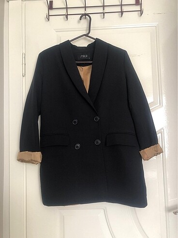 Siyah camel astarlı blazer ceket