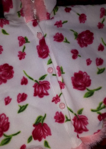 Kız Çocuk Pembe Çiçekli Fırfırlı Panço - Görsel 8