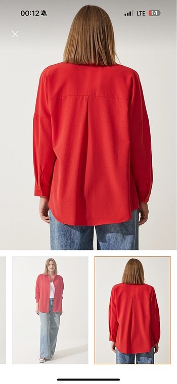 Koton Kırmızı oversize poplin gömlek