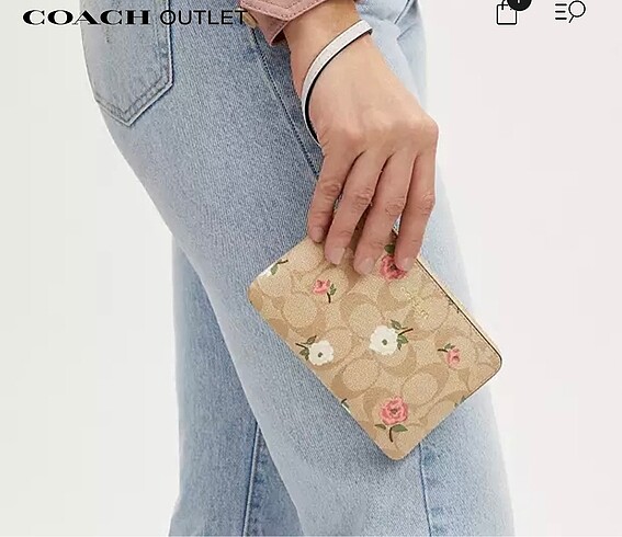 Coach Orijinal Coach çiçeklı Cüzdan wristlet