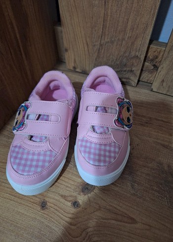 Kız Çocuk Pembe Kareli Cırt Cırtlı Spor Ayakkabı - Görsel 3