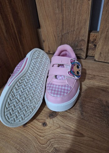 Kız Çocuk Pembe Kareli Cırt Cırtlı Spor Ayakkabı - Görsel 4