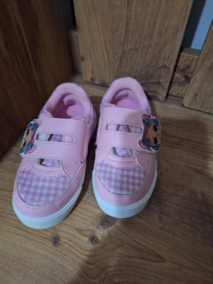 Kız Çocuk Pembe Kareli Cırt Cırtlı Spor Ayakkabı - Görsel 3